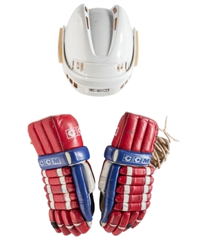 Marty Howes 1974 Summit Series Team Canada Game-Worn CCM Helmet and Gloves Originally From His Personal Collection with His Signed LOA