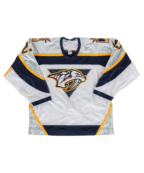 Jamie Allisons 2003-04 Nashville Predators Game-Worn Jersey with LOA - Team Repairs!