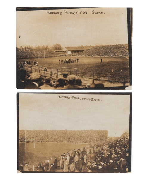 Rare November 8, 1913 Princeton Tigers vs Harvard Crimson Football Game Photos (2) with Hobey Baker 
