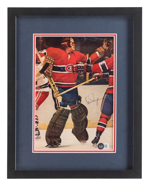 Ken Dryden Signed Montreal Canadiens Framed Picture (12 1/2" x 15 3/4") - Beckett Authenticated