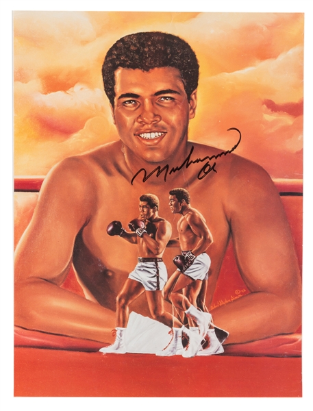 Muhammad Ali Signed Circa 1986 Poster by Robert Stephen Simon with JSA LOA (18" x 24")