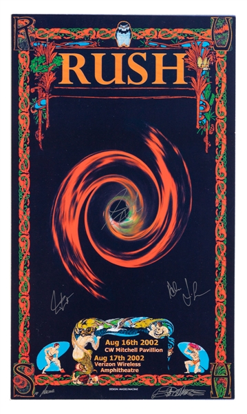 Canadian Rock Band Rush Band-Signed 2002 Vapor Trails Tour Poster with JSA LOA (13 1/2" x 23")
