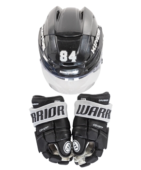 Vladisalv Gavrikovs 2022-23 Los Angeles Kings Game-Worn Warrior Gloves and Playoff-Worn Warrior Helmet with Team COAs - Proceeds to Benefit the Echoes of Hope Organization