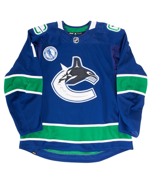 Ethan Bears 2022-23 Vancouver Canucks Signed "Luongo and the Sedin Brothers HOF Night" Warm-Up Worn Jersey with Team COA - Luongo/Sedin Brothers HOF Patch! 
