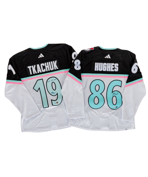 Matthew Tkachuk & Jack Hughes Signed 2023 All-Star Game Jerseys - Starside Signatures COA, AJ Sports COA, Fanatics Hologram