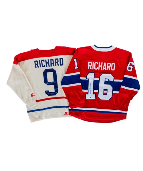 Maurice "Rocket" Richard & Henri Richard Signed Montreal Canadiens Jerseys - Starside Signatures COA