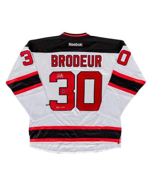 Martin Brodeur Signed "691 Wins" New Jersey Devils White Jersey - Starside Signatures COA