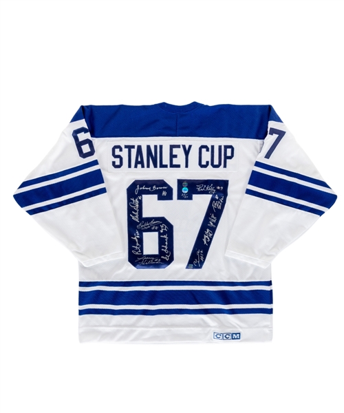 Toronto Maple Leafs 1966-67 Stanley Cup Champions Multi-Signed Limited-Edition Jersey by 11 with COA (27/67)