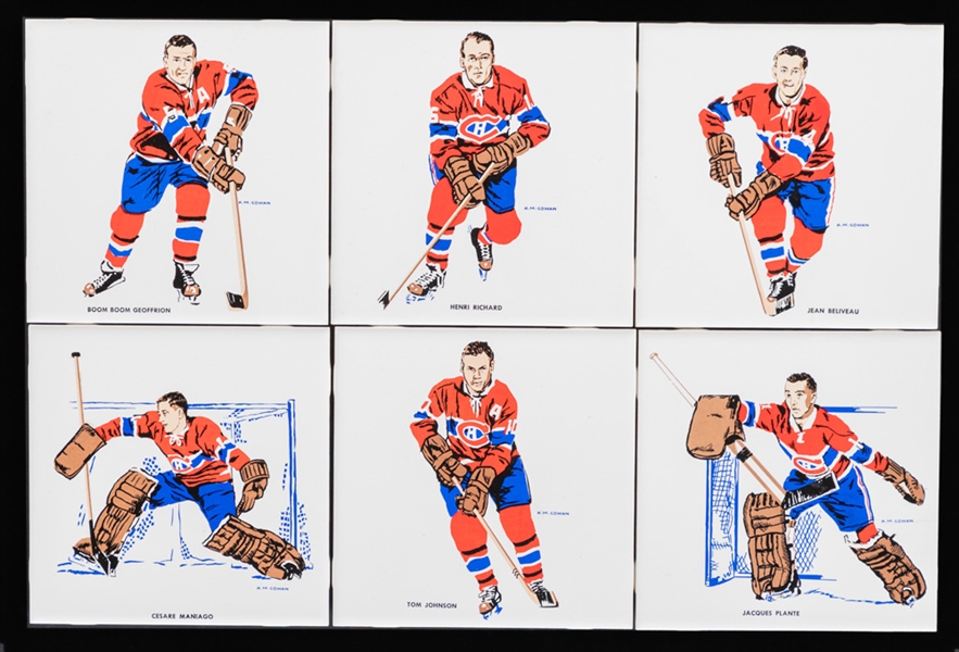 1962-63 H.M. Cowan/Screenart NHL Hockey Tiles Montreal Canadiens Complete Set of 19