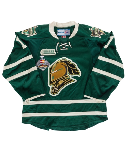 Owen MacDonalds 2013-14 London Knights OHL Memorial Cup and Regular Season Game-Worn Jersey with LOA - 2014-Memorial Cup Patch! - Photo-Matched!