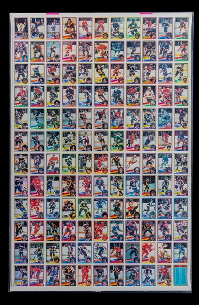 1984-85 O-Pee-Chee Hockey 396-Card Set in Uncut Sheets (3) Including Rookie Cards of HOFers Yzerman, Gilmour, LaFontaine, Chelios and Neely