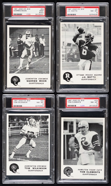 1981 Jogo CFL Complete 51-Card Set with 38 PSA-Graded Cards Including #23 Warren Moon Rookie (MINT 9 OC) - Most Graded Cards are PSA NM-MT 8 or Better
