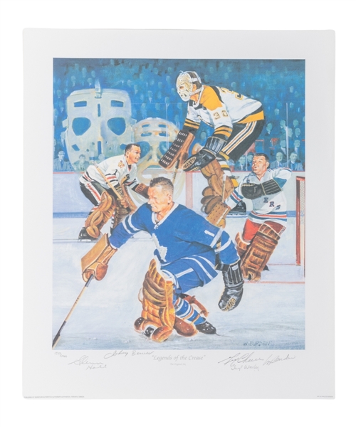 "Legends of the Crease" HOF Goalies Multi-Signed Framed Limited-Edition Lithograph #981/1966 with LOA (16" x 19")