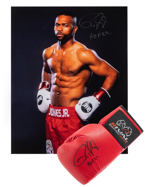 Roy Jones Jr. Signed Boxing Glove and Photo (16" x 20")