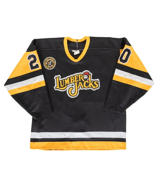 Jamie Leachs 1991-92 IHL Muskegon Lumberjacks Game-Worn Jersey - PHPA 25th Anniversary Patch!