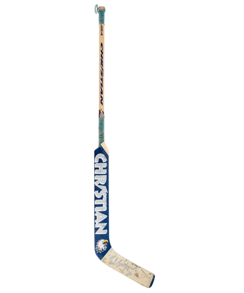Ed Belfours 2002-03 Toronto Maple Leafs Signed Christian Game-Used Stick with JSA LOA
