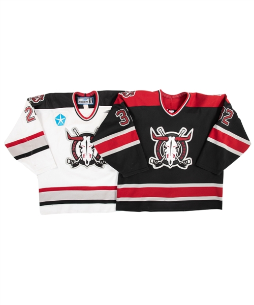 Mike Whitneys (1997-98 Road) and Kent Beagles (1998-99 Home) WHL Red Deer Rebels Game-Worn Jerseys