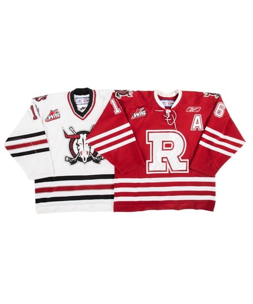 Cody Gross (Late-2000s Home) and Brennen Wrays (2008-09 Third with "A") WHL Red Deer Rebels Game-Worn Jerseys