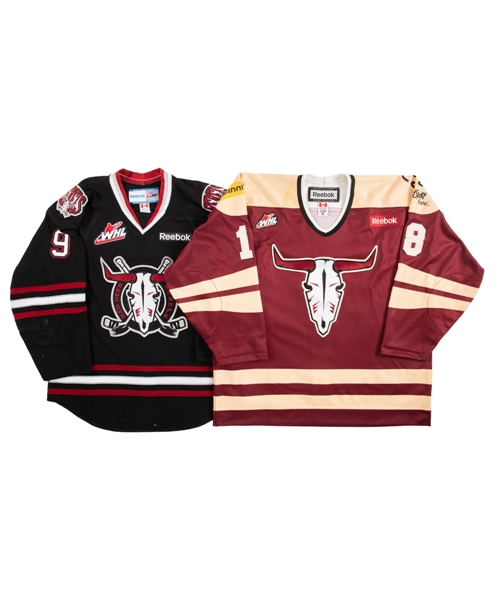 Mason Burrs (C. 2011-12 Third) and Conner Bleackleys (2012-13 Road) WHL Red Deer Rebels Game-Worn Jerseys