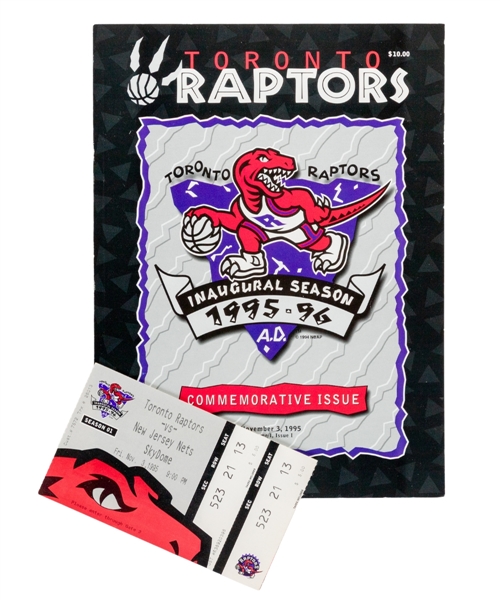 Toronto Raptors November 3rd 1995 Inaugural Season First Game Ticket Stub and Program