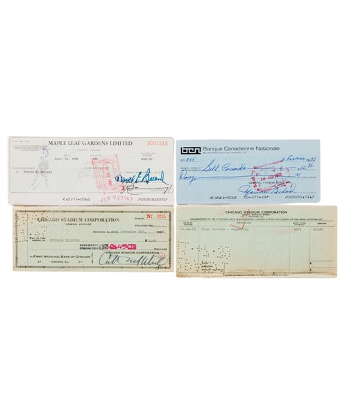 Deceased HOFers Signed Cheque Collection of 3 Including Maurice Richard, Harold Ballard and Arthur Wirtz