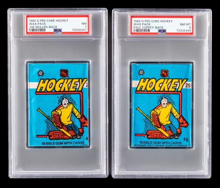 1982-83 O-Pee-Chee Hockey Wax Packs (2) - Graded PSA NM-MT 8 and NM 7