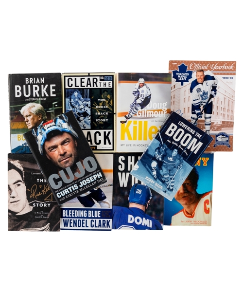 Toronto Maple Leafs Signed Books and Publication Collection of 10 Including Deceased HOFers Kelly and Quinn Plus HOFers McDonald and Gilmour