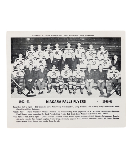 Niagara Falls Flyers 1962-63 Team-Signed Testimonial Dinner Menu/Program Including Emms, Awrey, Dornhoefer, Goldsworthy and Others - Memorial Cup Finalists!