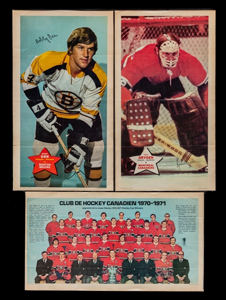 1971-72 O-Pee-Chee NHL Hockey Poster Complete Set of 24 Including Bobby Orr, Ken Dryden, Guy Lafleur and Phil Esposito