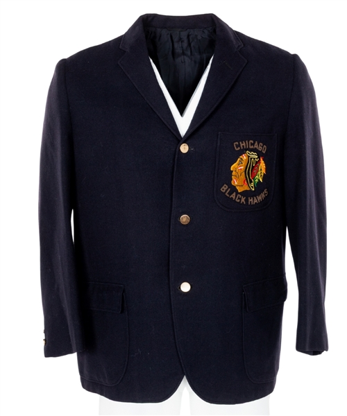 Robert D. Wilsons Vintage 1950s Chicago Black Hawks Blazer and Business Card - Responsible For Signing Bobby Hull! 