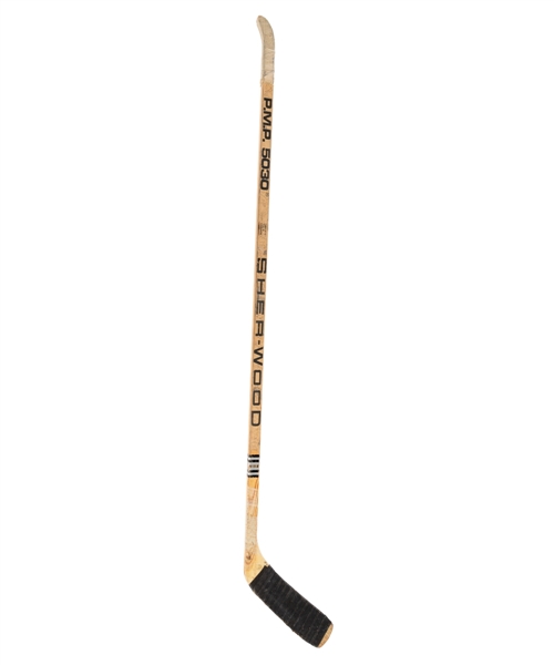 Bob Hoffmeyers 1983-84 New Jersey Devils Team-Signed Sher-Wood P.M.P. 5030 Game-Used Stick 
