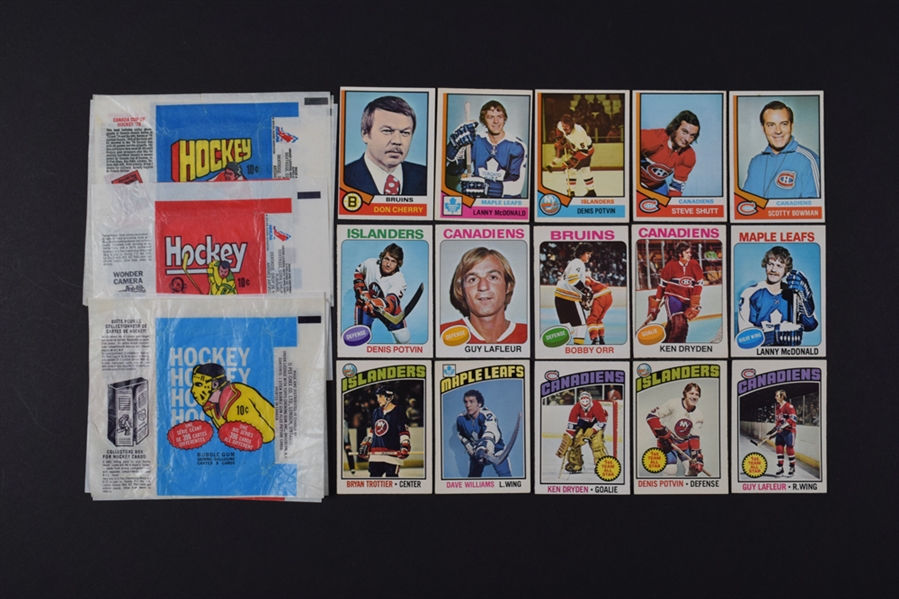 1974-75 to 1978-79 O-Pee-Chee Hockey Complete 396-Card Sets (5) Including Wrappers