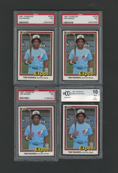 1975-86 Topps, O-Pee-Chee, Donruss and Other Graded Montreal Expos Dawson, Raines and Carter Baseball Card Collection of 14 Including RCs