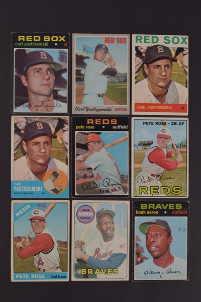 1969 Topps Baseball Card Collection of 380 Plus 1961-71 Aaron, Rose and Yastrzemski Cards (9)
