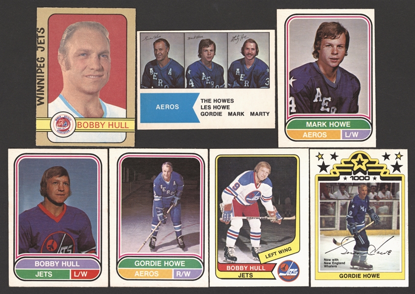 1973-74 to 1977-78 O-Pee-Chee WHA Hockey Card/Poster Complete Sets (5) Plus 1972-73 O-Pee-Chee WHA Cards and Roadrunners (2), Sharks and Nationals Card/Postcard Sets (4)