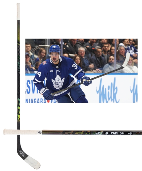 Auston Matthews 2023-24 Toronto Maple Leafs Signed CCM FT Ghost Game-Used Stick