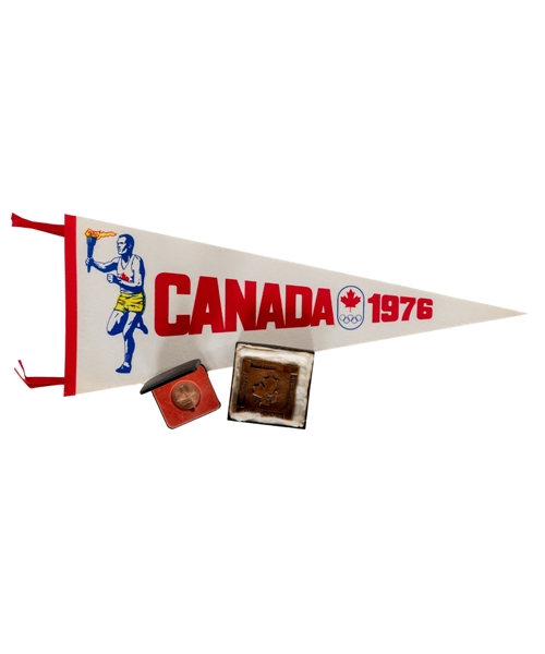1976 Montreal Olympics Official Participation Medal in Original Presentation Case and Full Size Pennant Plus 1979 IAFF World Cup in Athletics Bronze Medal