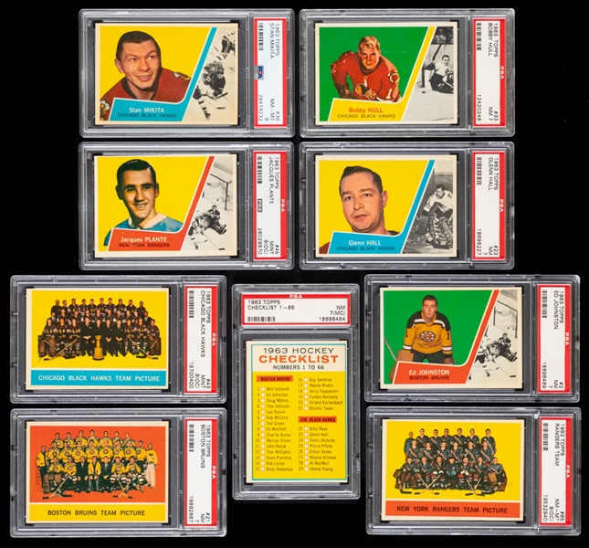 1963-64 Topps Hockey Complete 66-Card PSA-Graded Set - Every Card Graded NM 7 or Higher!