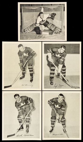 1945-54 Toronto Maple Leafs Quaker Oats Photos Collection of 14 Including HOFers Apps, Broda, Kennedy and Meeker