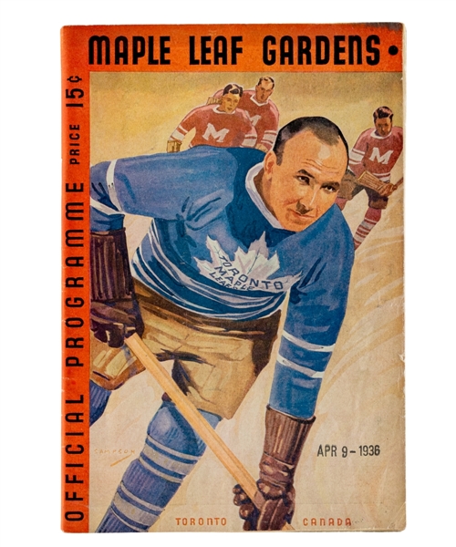 April 9, 1936 Game 3 Stanley Cup Finals Maple Leaf Gardens Program – Toronto Maple Leafs vs Detroit Red Wings - Buzz Boll Scores Overtime Winner! 
