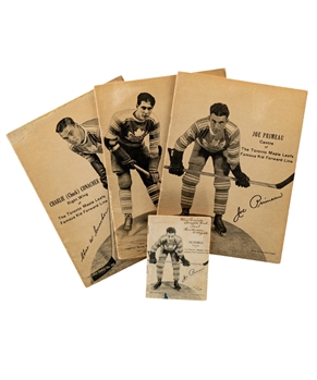 Early-1930s Toronto Maple Leafs Imperial Series Charlie Conacher, Busher Jackson and Joe Primeau (2) Scribblers Including Scarce Primeau "Mini" Scribbler