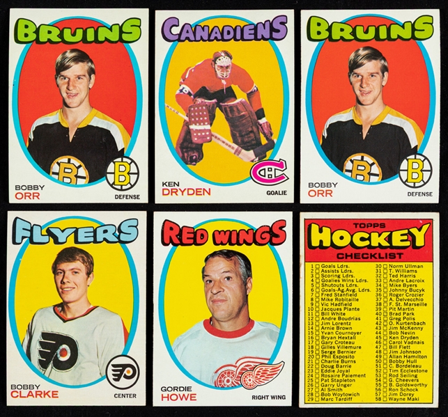 1968-69 to 1972-73 Topps and O-Pee-Chee Hockey Cards (84) with HOFers Including Orr, Howe, Beliveau, Dryden RC and Others Plus 1971-72 O-Pee-Chee/Topps Booklets (50+) & 1973-74 OPC WHA Poster Set (20)