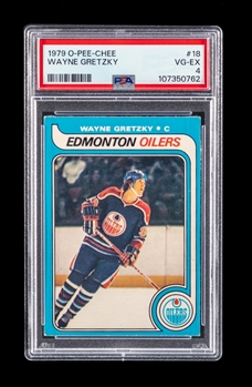 1979-80 O-Pee-Chee Hockey Card #18 HOFer Wayne Gretzky Rookie - Graded PSA 4