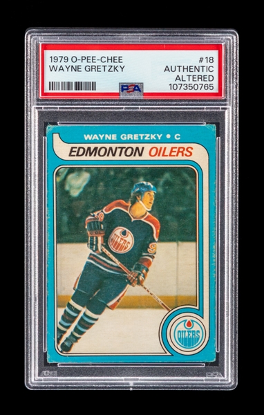 1979-80 O-Pee-Chee Hockey Card #18 HOFer Wayne Gretzky Rookie - Graded PSA Authentic Altered