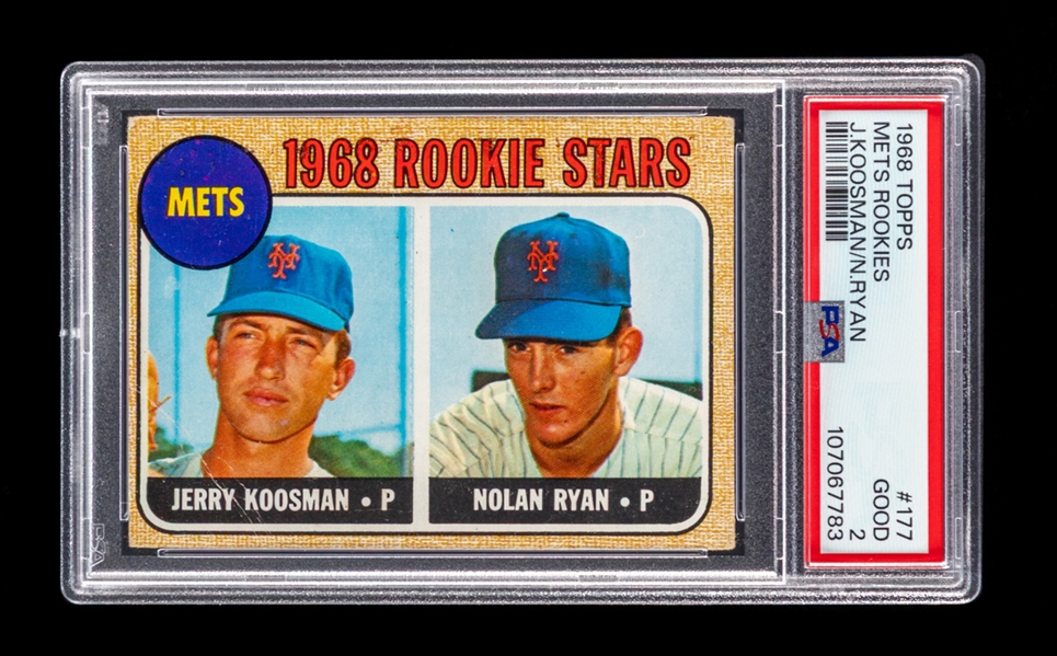 1968 Topps Baseball Card #177 HOFer Nolan Ryan Rookie - Graded PSA 2