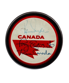 Ken Dryden and Tony Esposito Signed Team Canada Puck with JSA LOA 