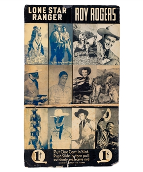 Lone Ranger / Roy Rogers 1950s Exhibit Card Vending Machine Sign (12 1/2" x 21")
