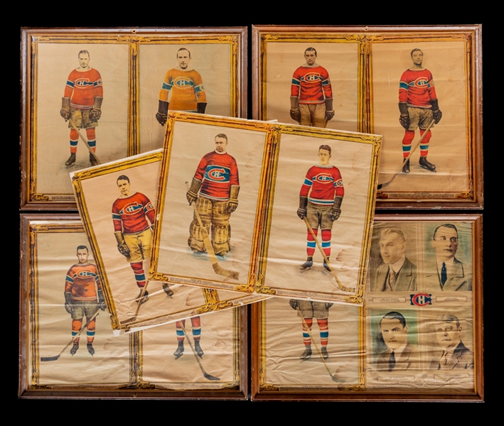 Late-1920s Montreal Canadiens "La Presse" Framed Hockey Pictures (10)