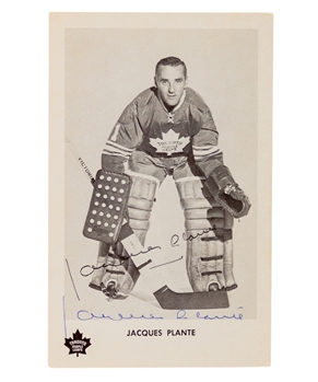 1970-71 Jacques Plante Autographed Team-Issued Toronto Maple Leafs Postcard