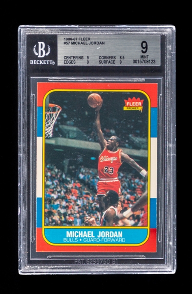 1986-87 Fleer Basketball Card #57 Michael Jordan Rookie - Graded Beckett MINT 9